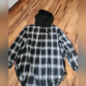 Shein Curve Flannel Hoodie 1XL